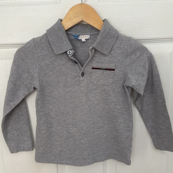 Gucci kids long sleeve grey polo shirt
